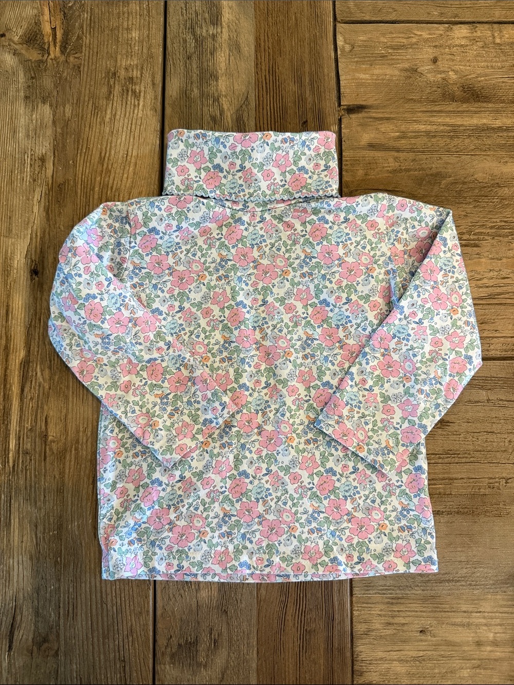 Stitchy Fish Girls' Floral Turtleneck Top - Pink & Light Blue 18 month
